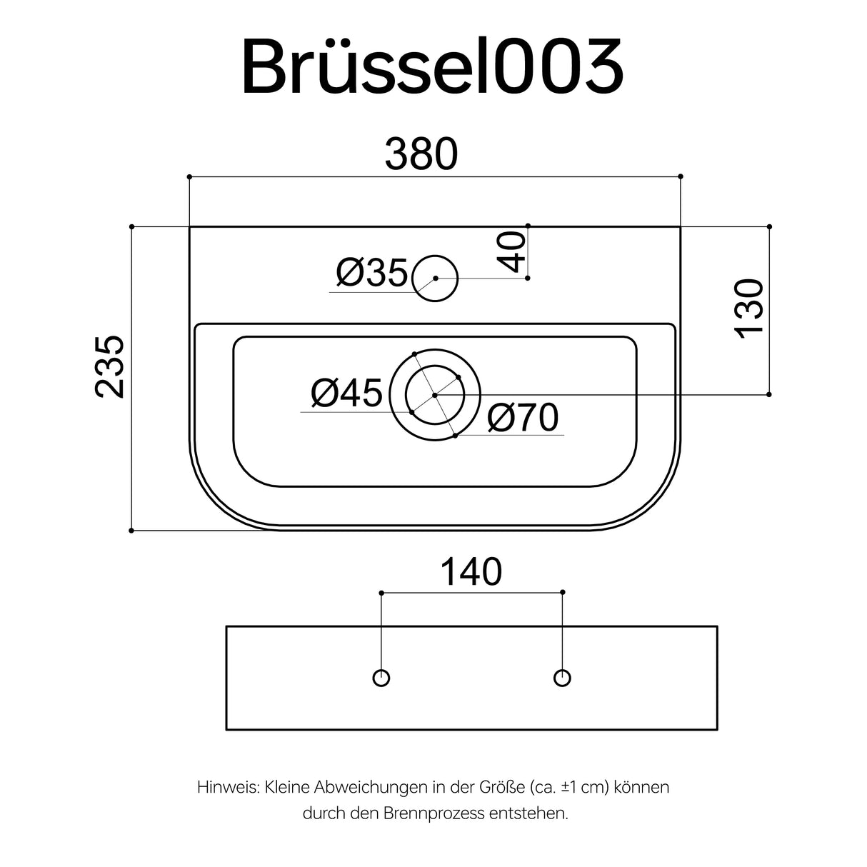 Vasque à poser Glasvilla, vasque murale, L x P x H : 38 x 23,5 x 8 cm, vasque en céramique, Bruxelles003