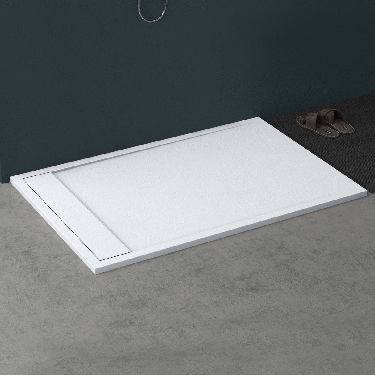 Receveur de douche Glasvilla en matériau minéral moulé, raccords DIN Geoma10