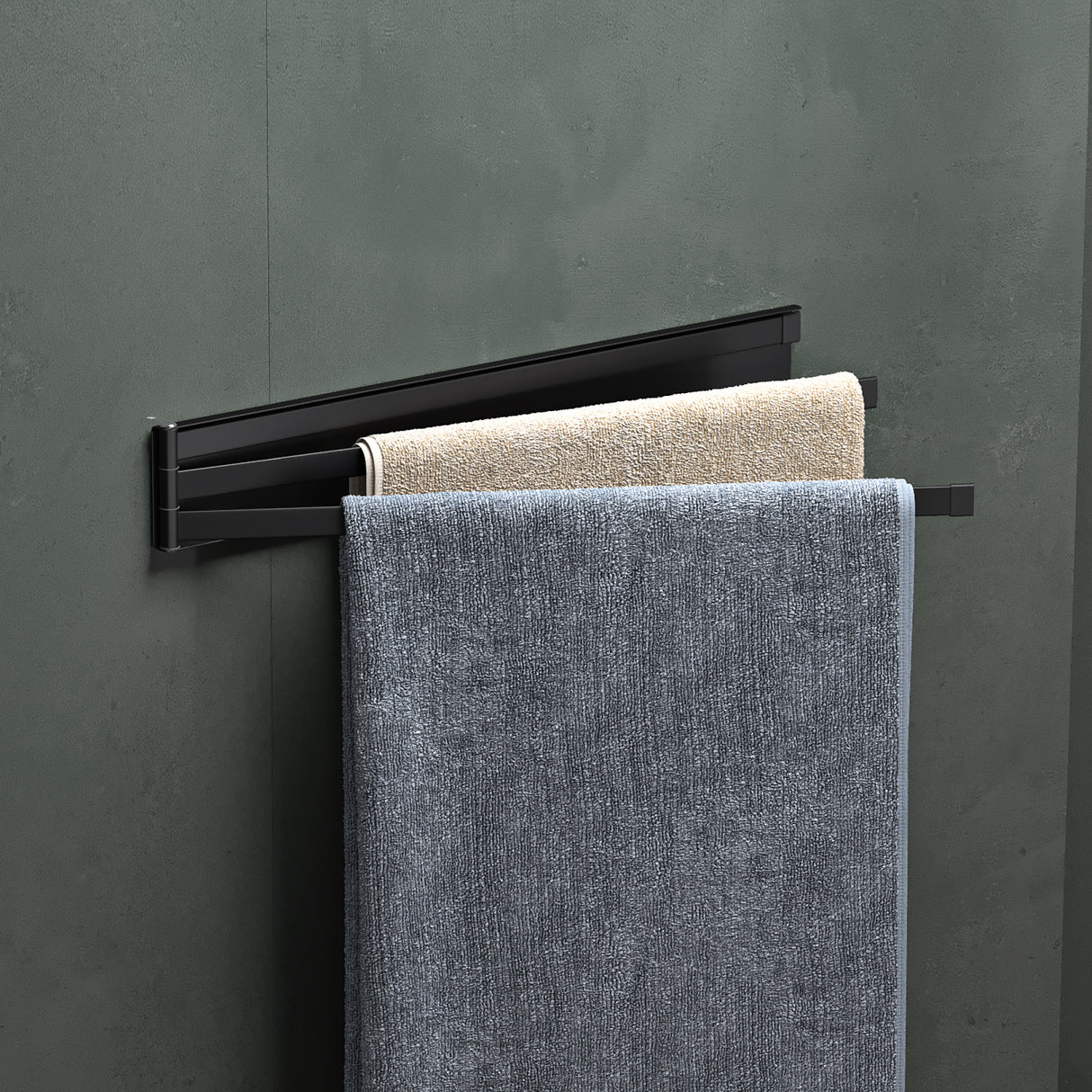 soporte para toallas glasvolla sin taladrar, giratorio 180° con 3 brazos, barra para toallas autoadhesiva o magnética, soporte para toallas de baño para baño y cocina Folda-02