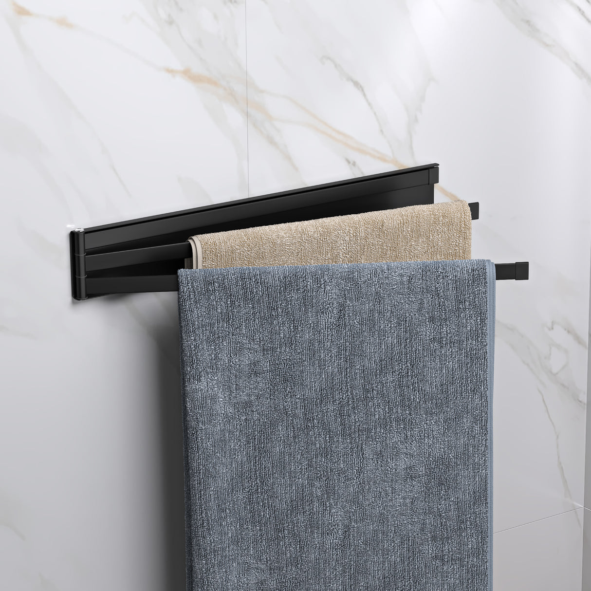 soporte para toallas glasvolla sin taladrar, giratorio 180° con 3 brazos, barra para toallas autoadhesiva o magnética, soporte para toallas de baño para baño y cocina Folda-02