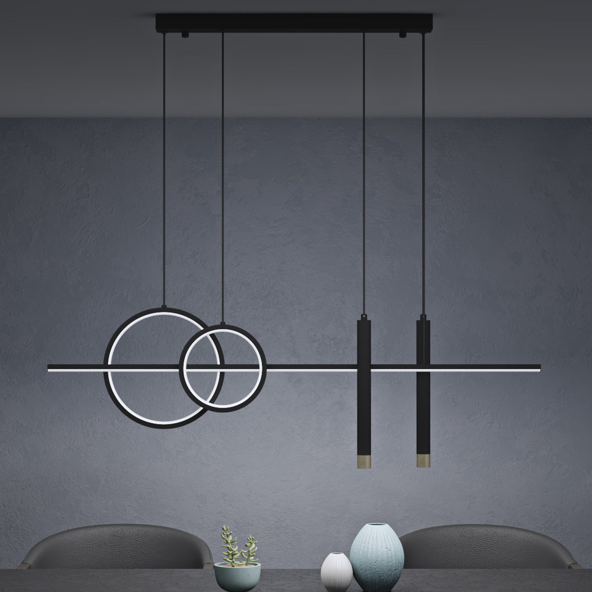 Suspension Glasvilla 100 cm, lampe LED suspendue, design linéaire, 3000K/4000K/6000K, câble réglable, 38W, idéale pour salle à manger, salon ou chambre.