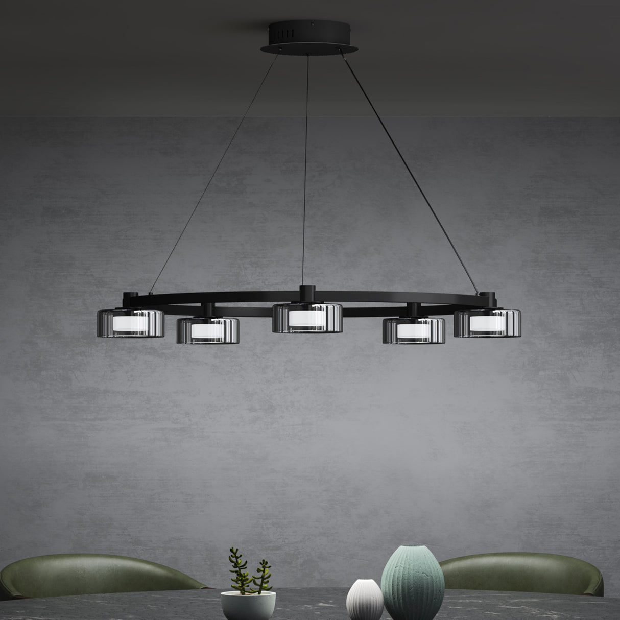 glasvilla Lampadario a Sospensione Temperature di Colore 3000K/4000K/6000K Lampada da Soffitto a Sospensione con Cavo Regolabile per Sala da Pranzo, Camera da Letto e Soggiorno