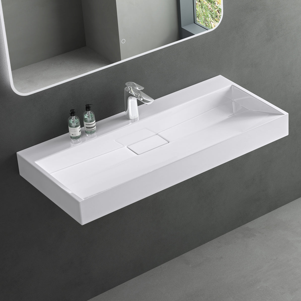 Lavabo Glasvilla Col19 Mineralguss moderno con válvula incluida