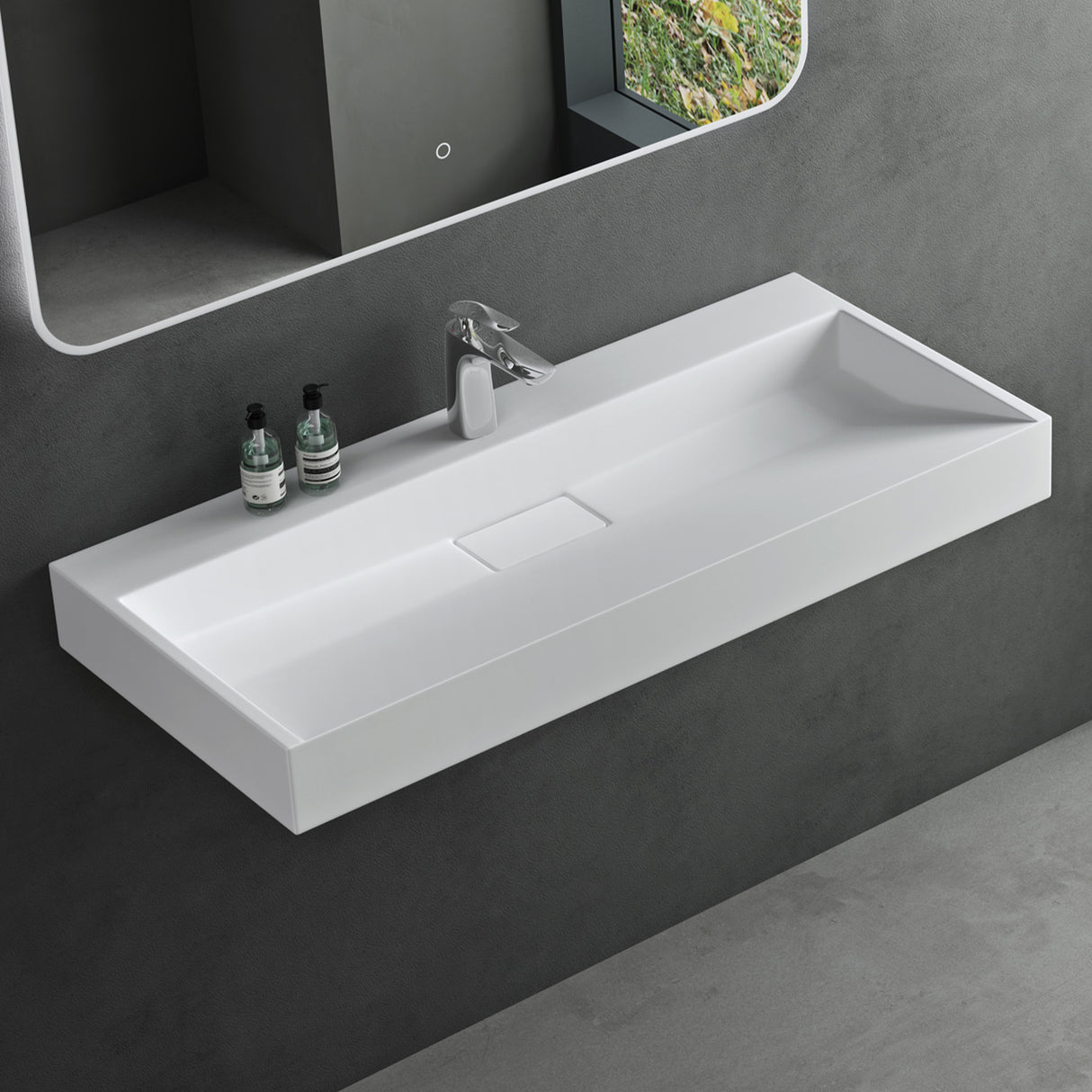 Lavabo Glasvilla Col19 Mineralguss moderno con válvula incluida