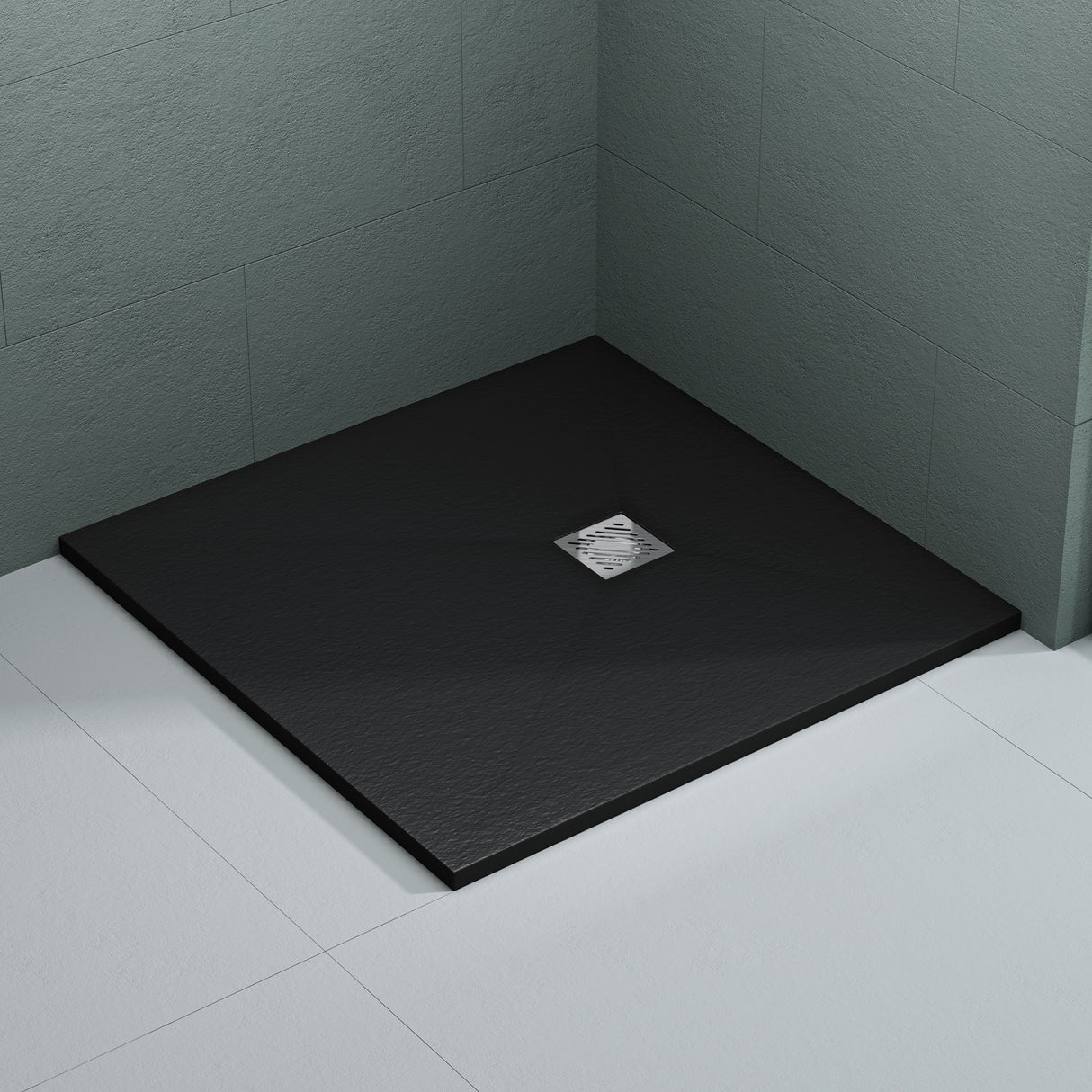 Receveur de douche Glasvilla en matériau minéral moulé, raccords DIN Geoma09