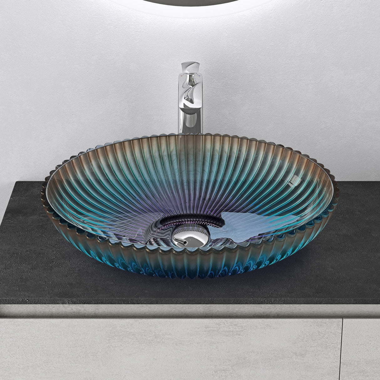 glasvilla Waschbecken Glas Aufsatzwaschbecken Glaswaschbecken Handwaschbecken Waschschale Oval Minerva08