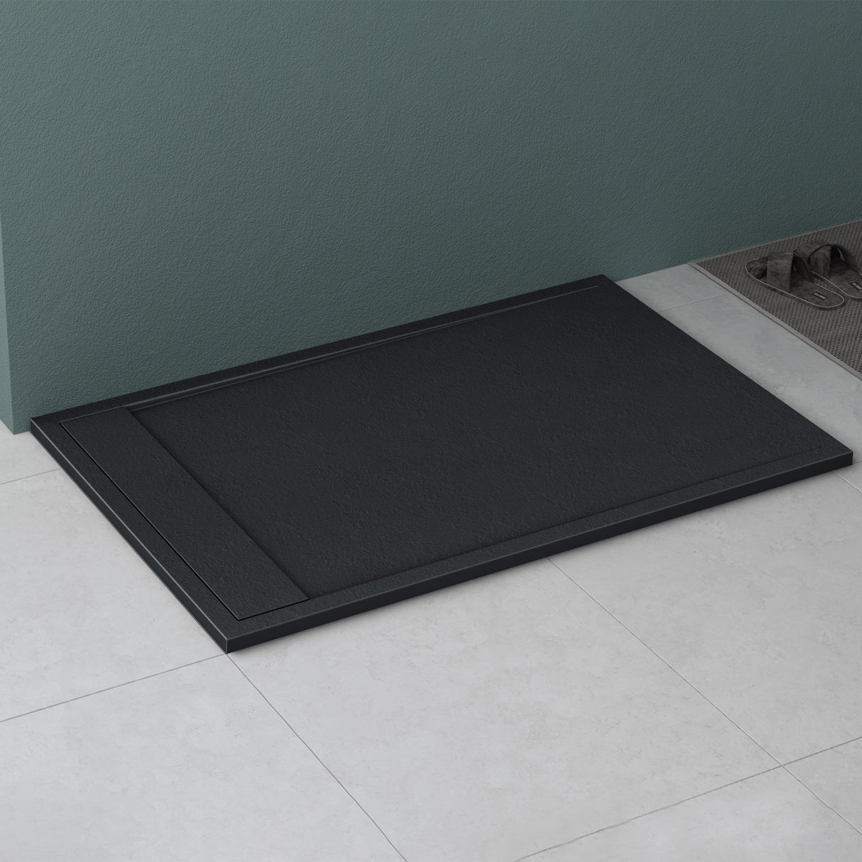 Receveur de douche Glasvilla en matériau minéral moulé, raccords DIN Geoma10