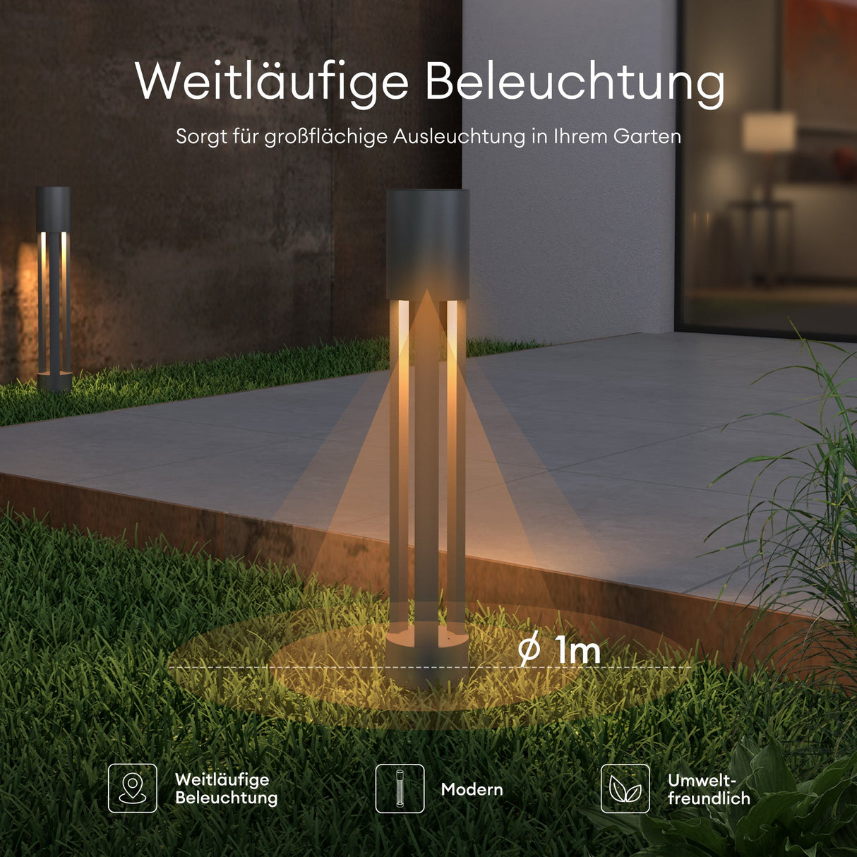 glasvilla Luminaire d’Extérieur ⌀120xH700mm IP65 | Borne et Lampadaire de Jardin 3000K | Éclairage de Chemin Extérieur 10W NeoForge