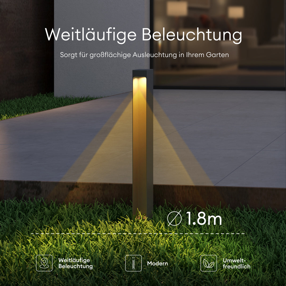 glasvilla Éclairage Extérieur IP65 | Éclairage de Chemin Extérieur | Borne d’Éclairage pour Jardin, Lampadaire de Jardin 3000K | Lampadaire d’Extérieur 5W BaldersLights