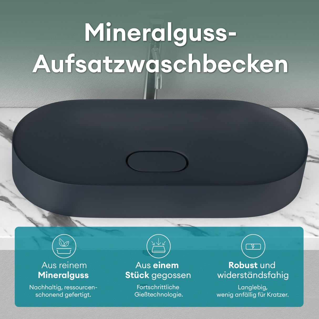 glasvilla lavabo sobre encimera cuenco de mineral compuesto incl. sellado nano Col826