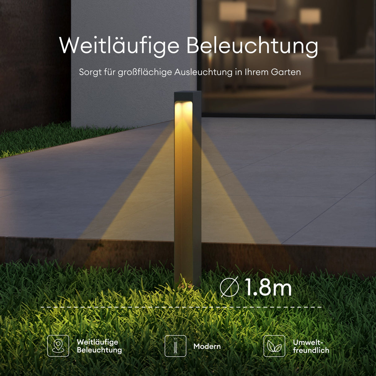 glasvilla Éclairage Extérieur IP65 | Éclairage de Chemin Extérieur | Borne d’Éclairage pour Jardin, Lampadaire de Jardin 3000K | Lampadaire d’Extérieur 5W BaldersLights