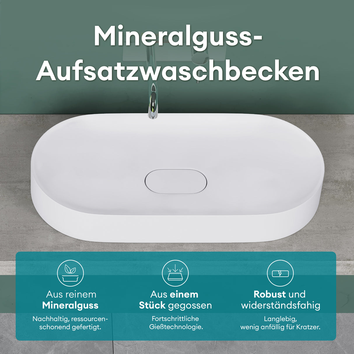 glasvilla lavabo sobre encimera cuenco de mineral compuesto incl. sellado nano Col826