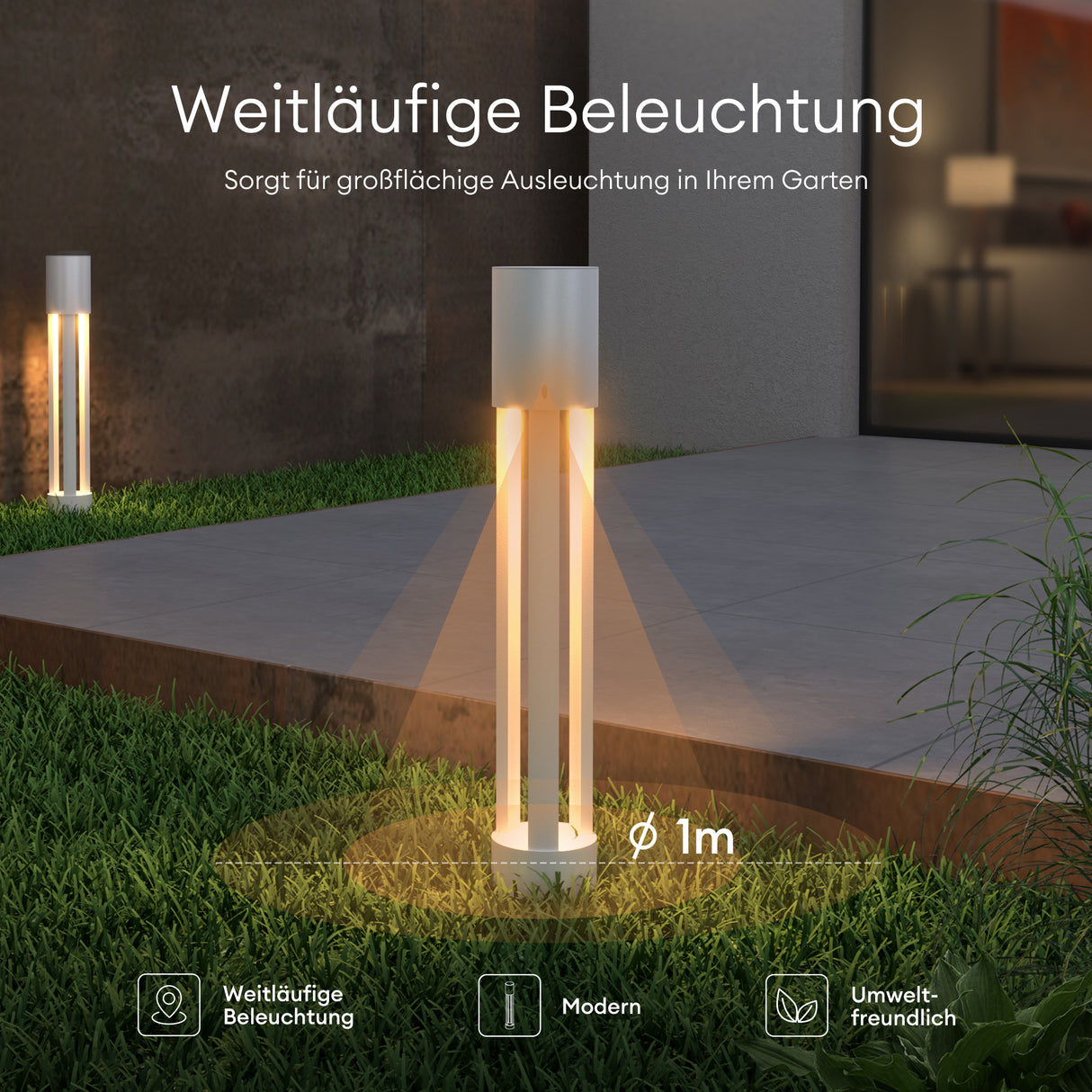 glasvilla Luminaire d’Extérieur ⌀120xH700mm IP65 | Borne et Lampadaire de Jardin 3000K | Éclairage de Chemin Extérieur 10W NeoForge