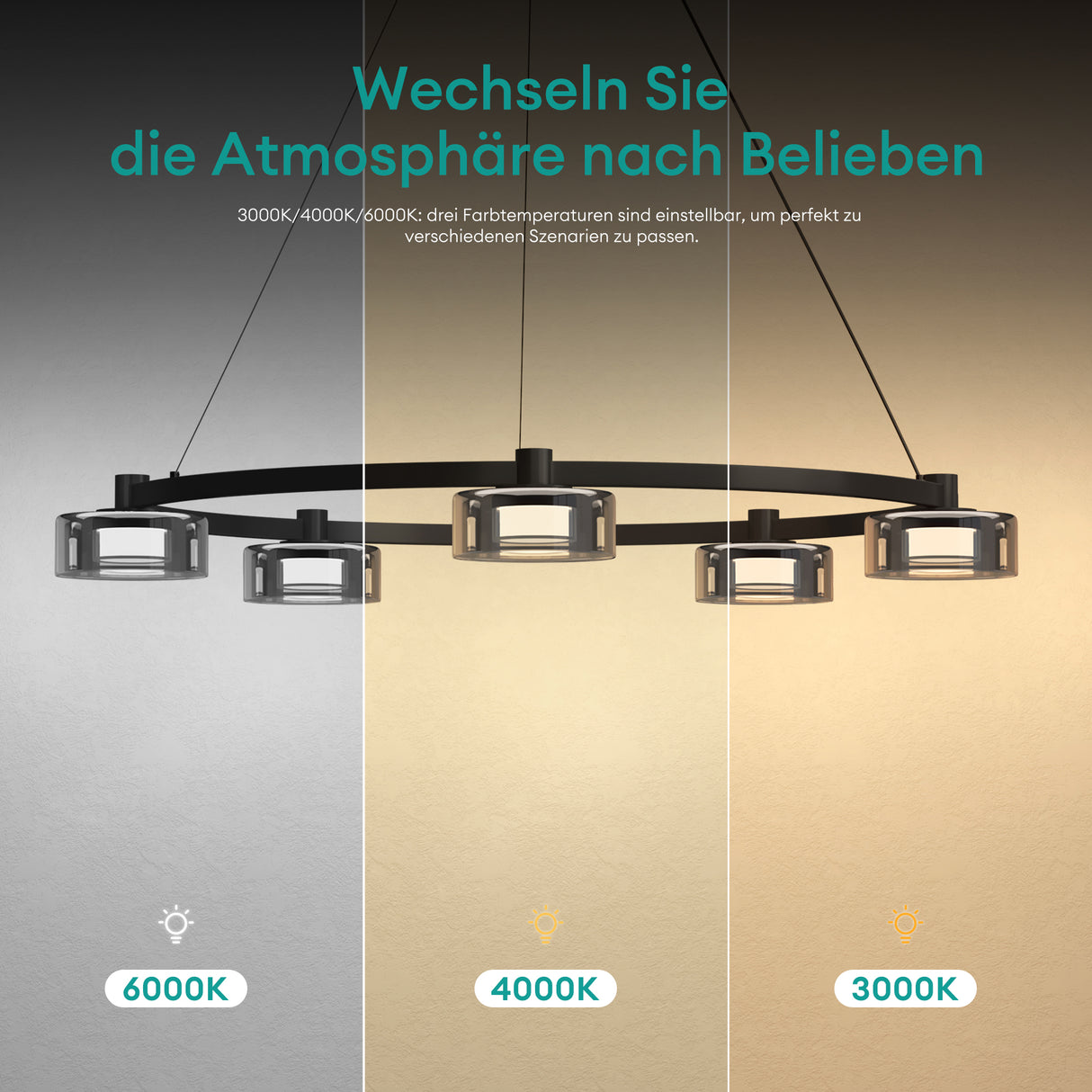Suspension Glasvilla LED, lampe suspendue réglable avec câble, luminaire suspendu pour salle à manger, salon, chambre à coucher