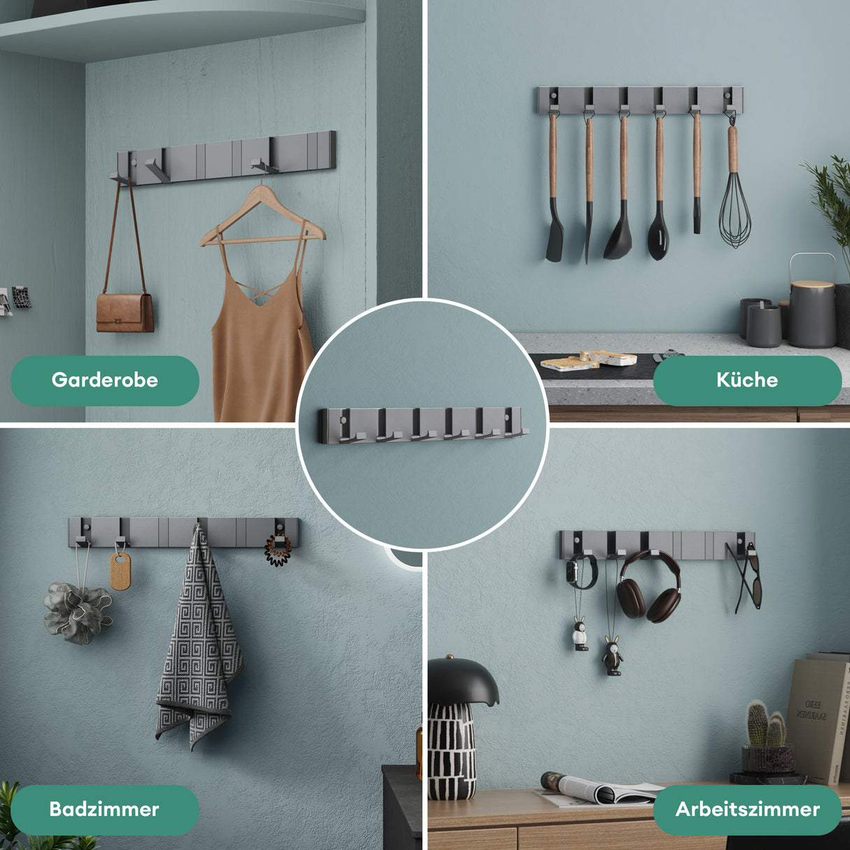 Patères murales Glasvilla sans perçage, porte-manteau mural, crochets muraux en acier inoxydable, barre porte-manteau, crochets Stalo-04+05