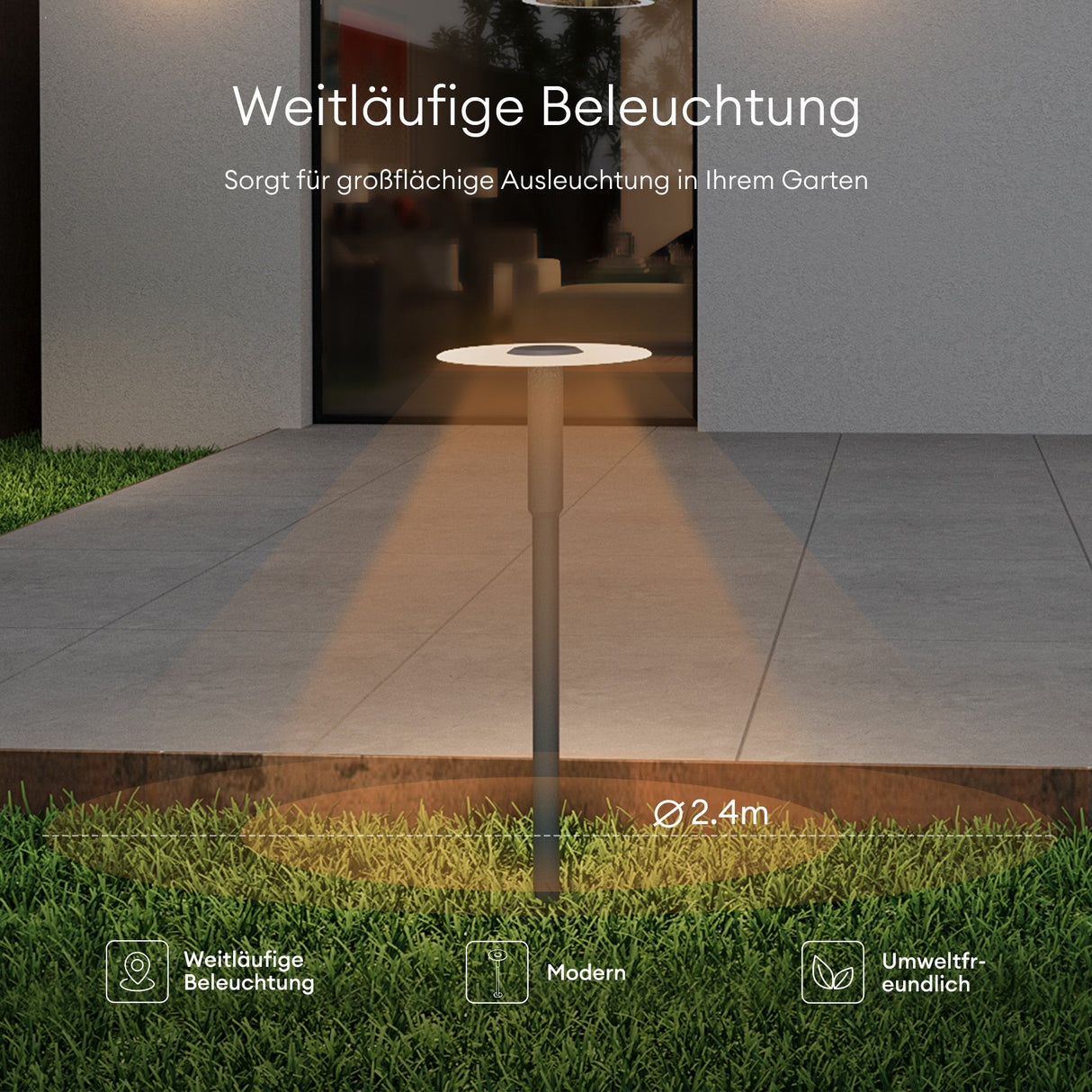 glasvilla Lampione da Giardino ⌀300xH804mm IP65 Luminoso da Giardino 3000K| Lampada da Terra per Esterni 6W Paletti Esterni per Giardini, Parchi, Aree Residenziali e Ingressi StellaeLights