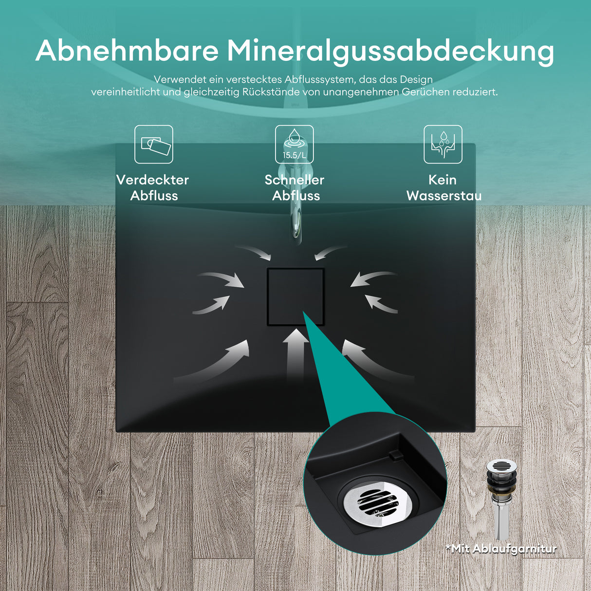 glasvilla Lavabo da Appoggio da Marmo fuso Lavabo Bagno Sospeso Lavandino Bagno Rettangolare Colossum810