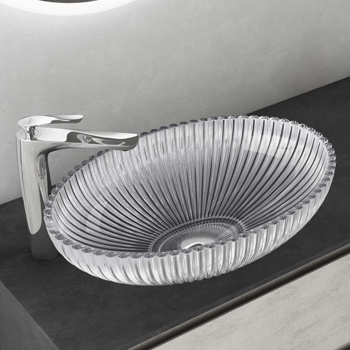 glasvilla Waschbecken Glas Aufsatzwaschbecken Glaswaschbecken Handwaschbecken Waschschale Oval Minerva08