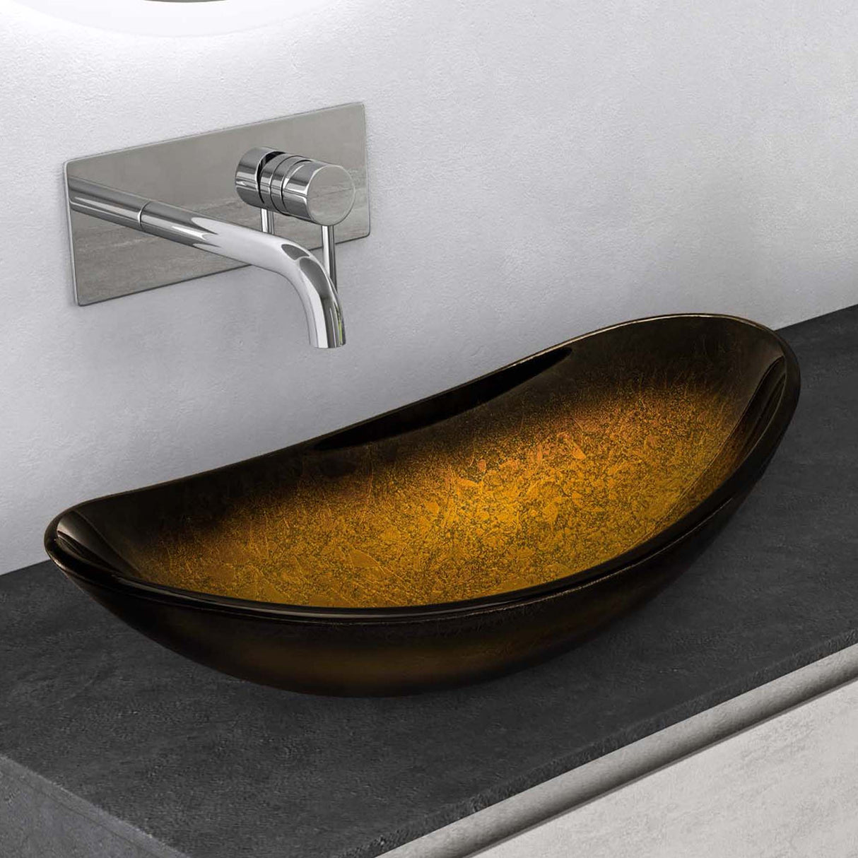 glasvilla Waschbecken Glas Aufsatzwaschbecken Glaswaschbecken Handwaschbecken Waschschale Oval Minerva08