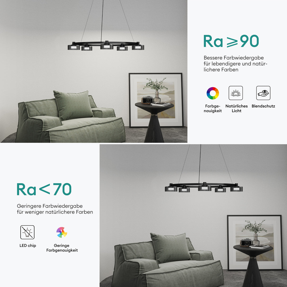 Suspension Glasvilla LED, lampe suspendue réglable avec câble, luminaire suspendu pour salle à manger, salon, chambre à coucher