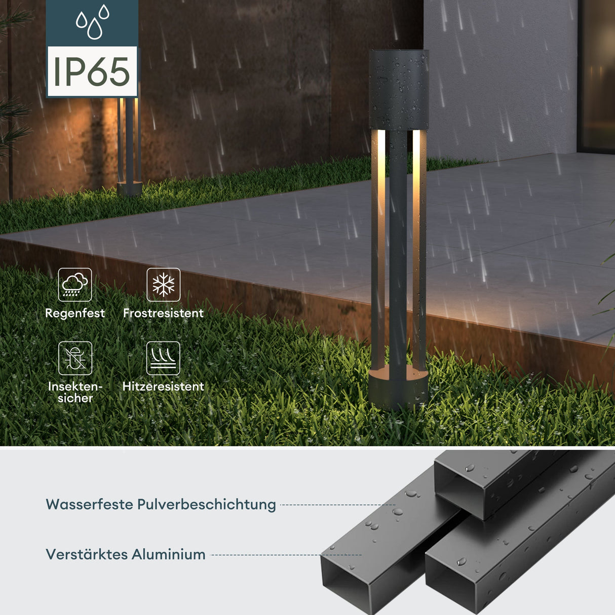 glasvilla Luminaire d’Extérieur ⌀120xH700mm IP65 | Borne et Lampadaire de Jardin 3000K | Éclairage de Chemin Extérieur 10W NeoForge
