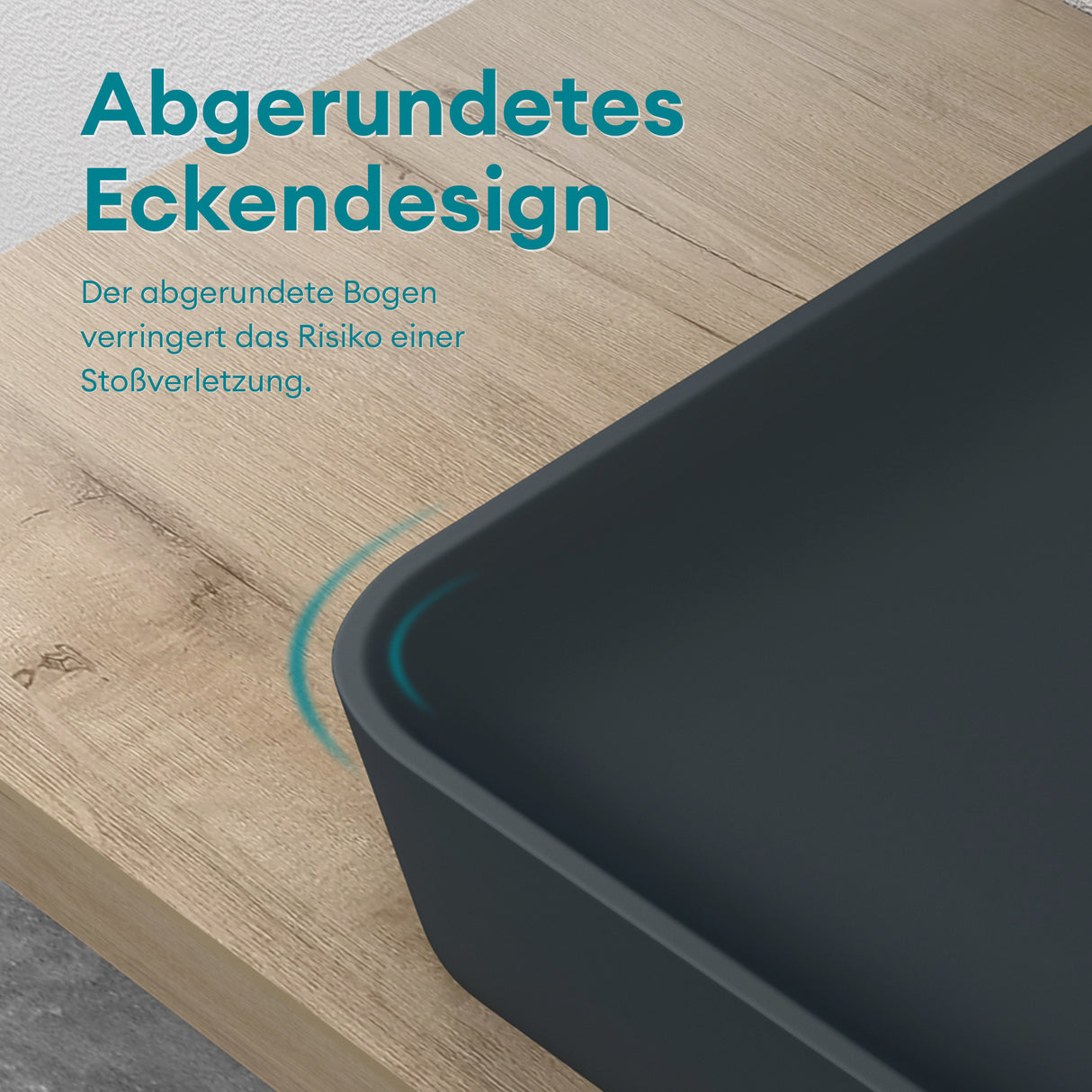 Vasque Glasvilla, vasque à poser en matériau minéral moulé, meuble-lavabo avec raccords DIN standard Col815