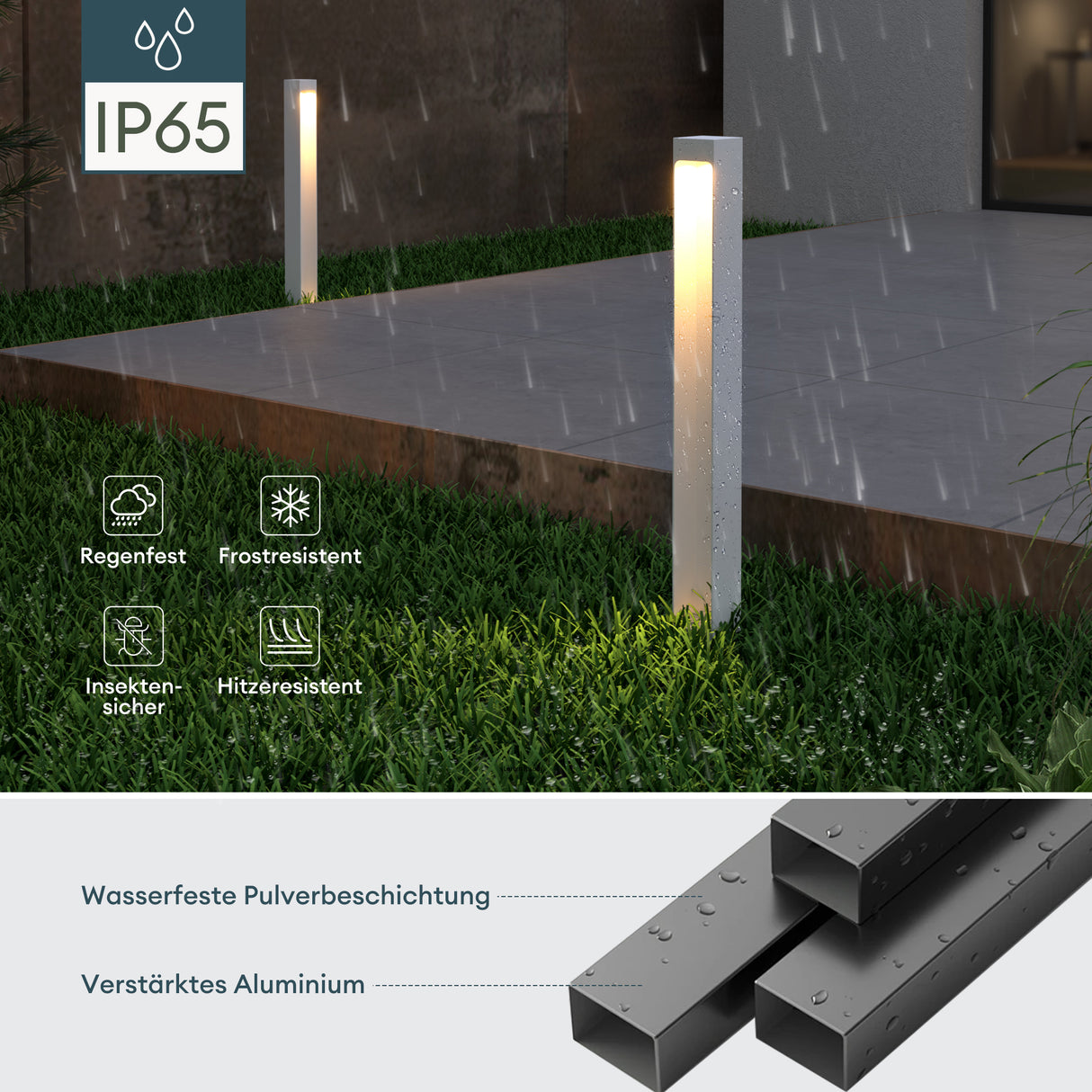 glasvilla Éclairage Extérieur IP65 | Éclairage de Chemin Extérieur | Borne d’Éclairage pour Jardin, Lampadaire de Jardin 3000K | Lampadaire d’Extérieur 5W BaldersLights