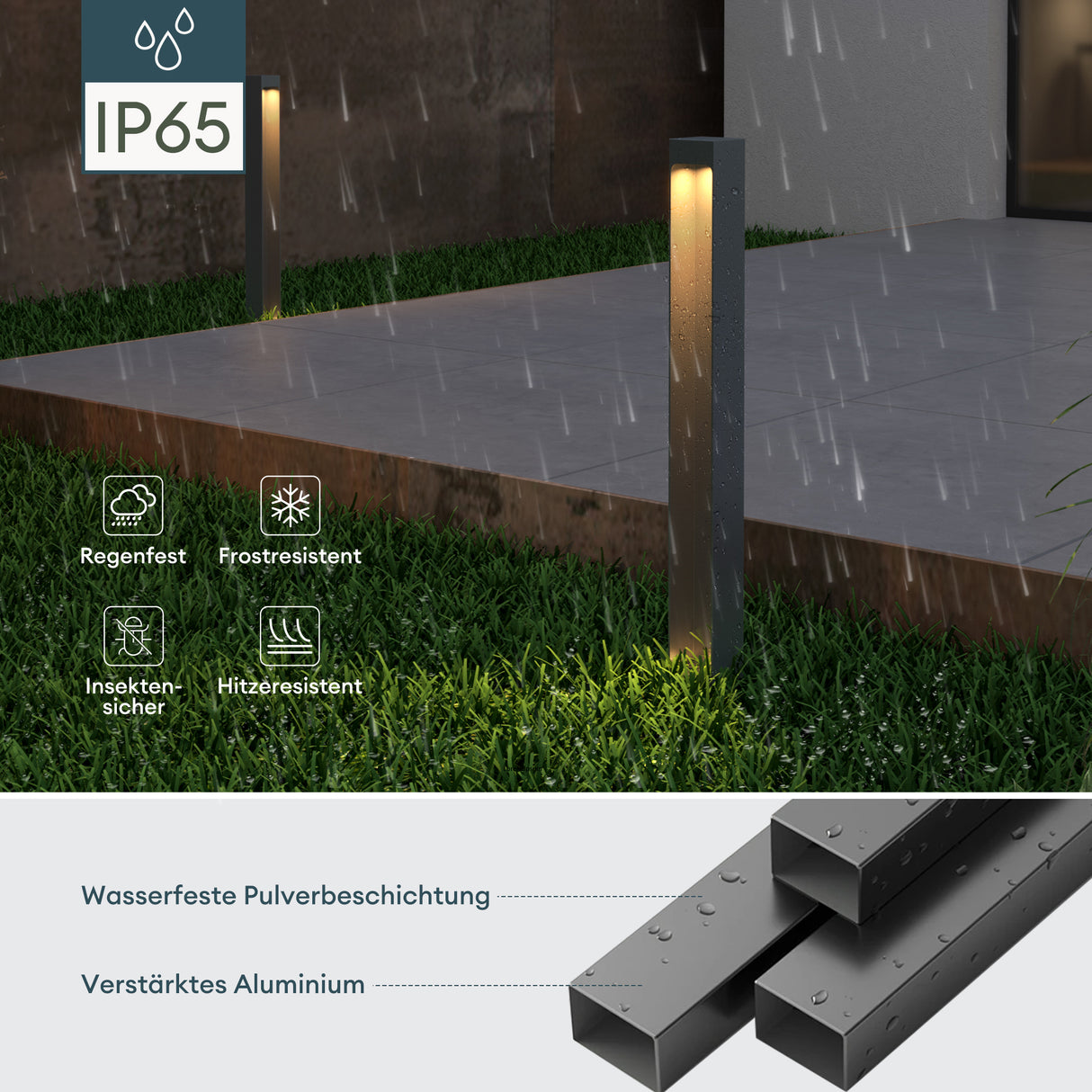 glasvilla Éclairage Extérieur IP65 | Éclairage de Chemin Extérieur | Borne d’Éclairage pour Jardin, Lampadaire de Jardin 3000K | Lampadaire d’Extérieur 5W BaldersLights