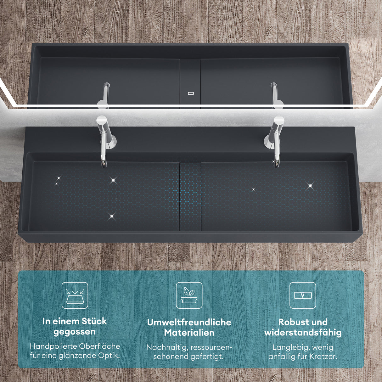 Lavabo Glasvilla Col6028 – Mineralguss con orificio para grifo, diseño y funcionalidad superior