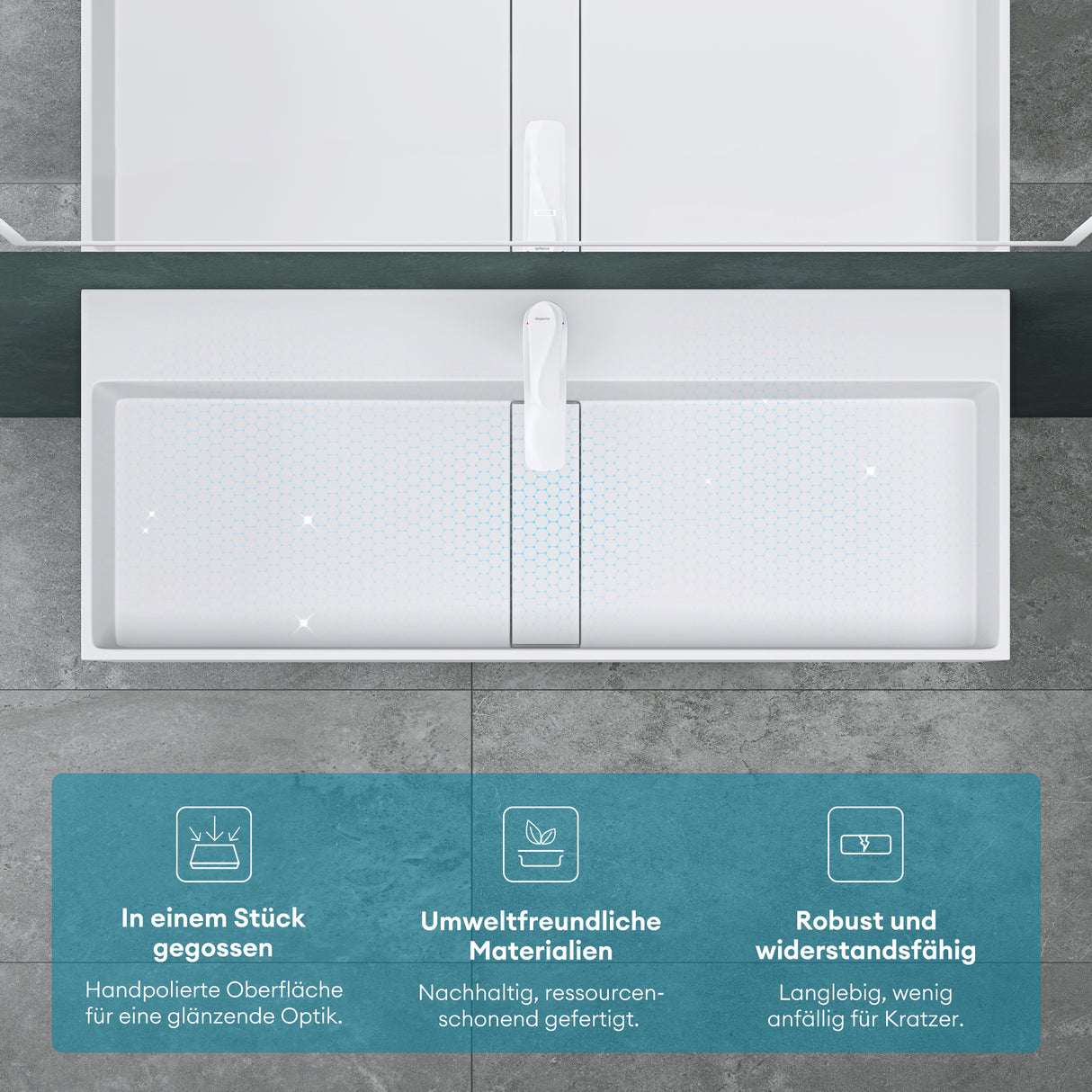 Lavabo Glasvilla Col6028 – Mineralguss con orificio para grifo, diseño y funcionalidad superior