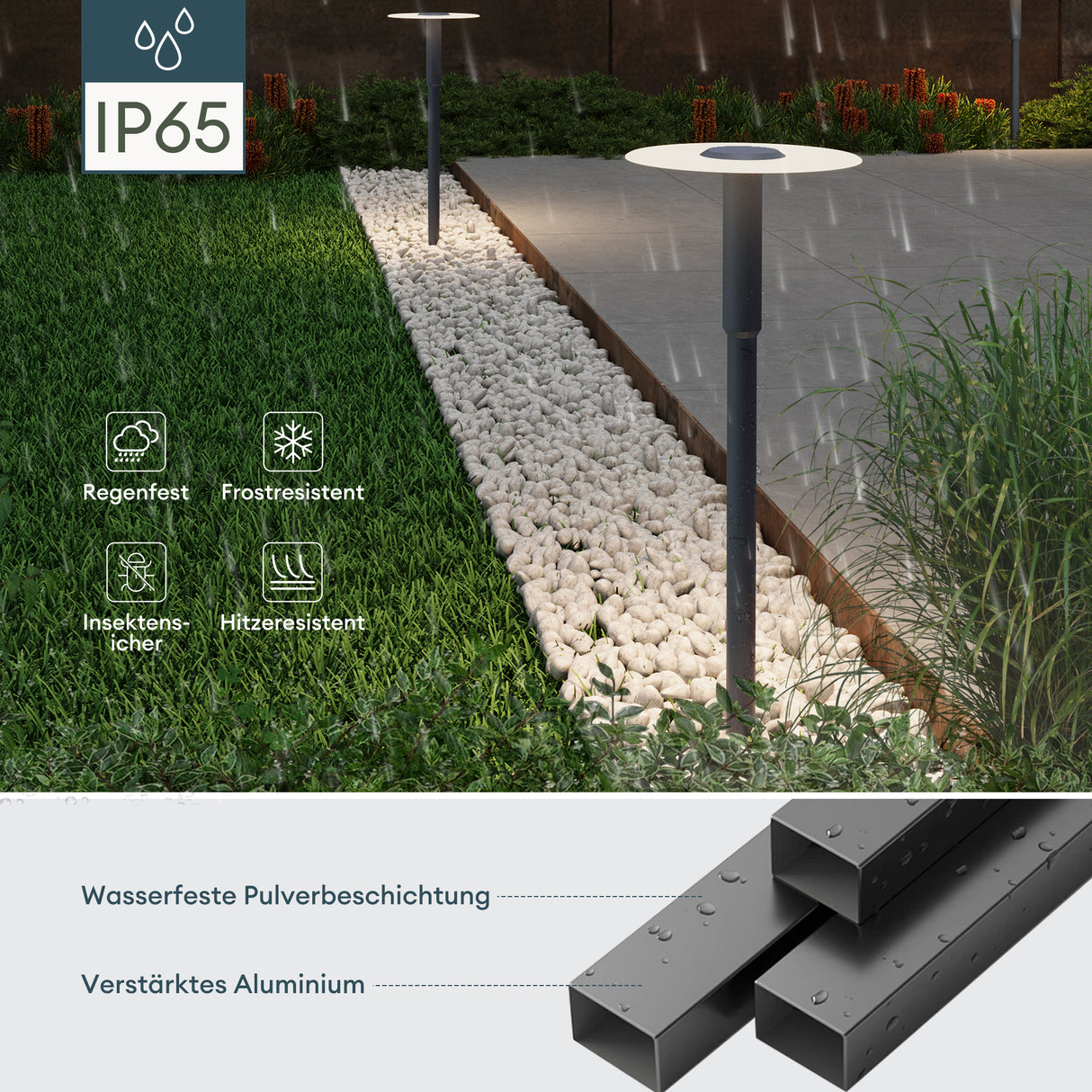 glasvilla Lampione da Giardino ⌀300xH804mm IP65 Luminoso da Giardino 3000K| Lampada da Terra per Esterni 6W Paletti Esterni per Giardini, Parchi, Aree Residenziali e Ingressi StellaeLights