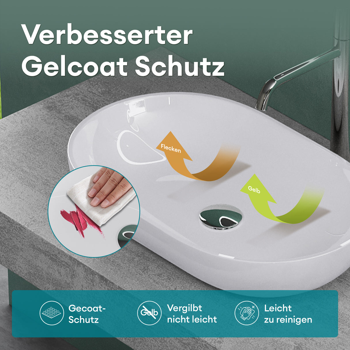 glasvilla Waschbecken Mineralguss Aufsatzwaschbecken Waschschale Col808