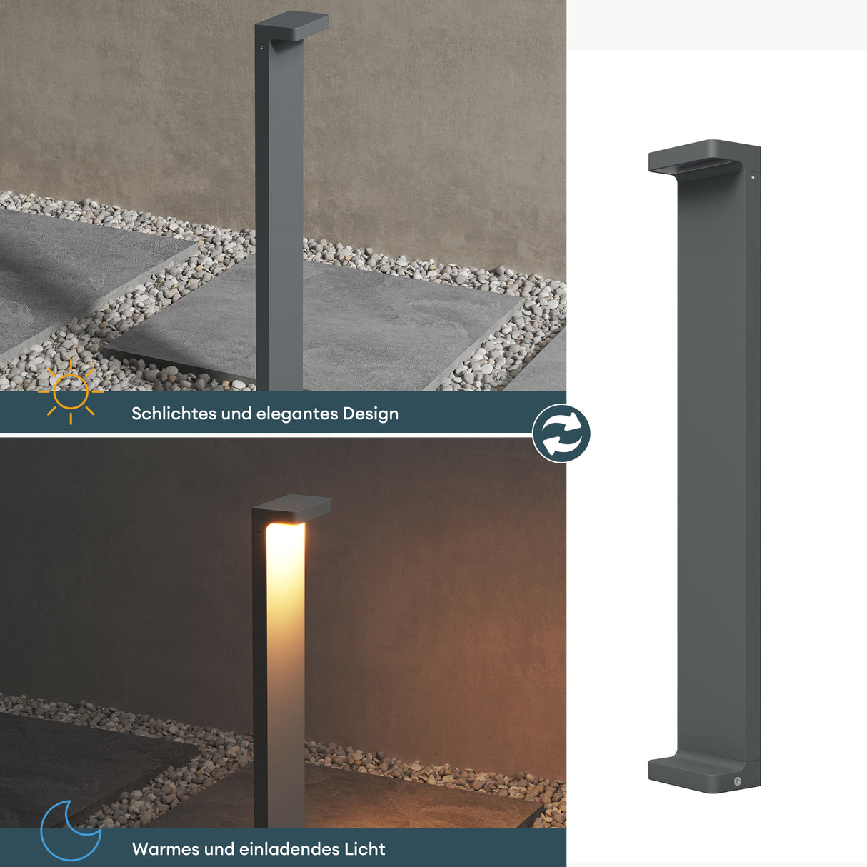 glasvilla Lampe d’Extérieur 10x6x60cm IP65 | Éclairage de Chemin Extérieur | Borne Lumineuse pour Jardin, Lampadaire 3000K | Lampadaire d’Extérieur 6W LumaTorch