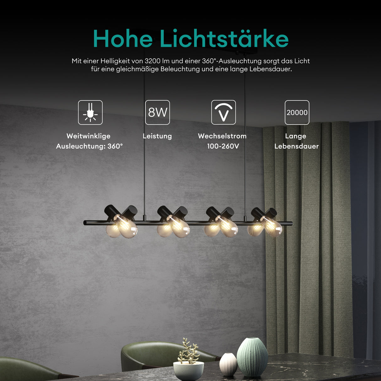 Suspension Glasvilla LED, lampe suspendue réglable avec câble, luminaire suspendu pour salle à manger, salon, chambre à coucher