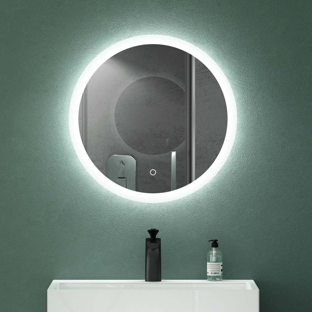 glasvilla Miroir Mural de Salle de Bain Miroir Lumineux Rond à LED Miroir de Salle de Bain à LED avec Interrupteur Tactile Couche Antibuée LED-Spiegel 05