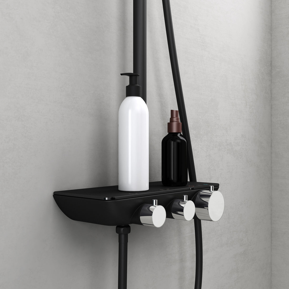 Système de douche Glasvilla avec douchette et pommeau de douche, douche de pluie, kit de fixation murale