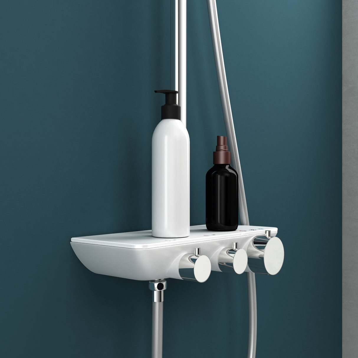 Système de douche Glasvilla avec douchette et pommeau de douche, douche de pluie, kit de fixation murale