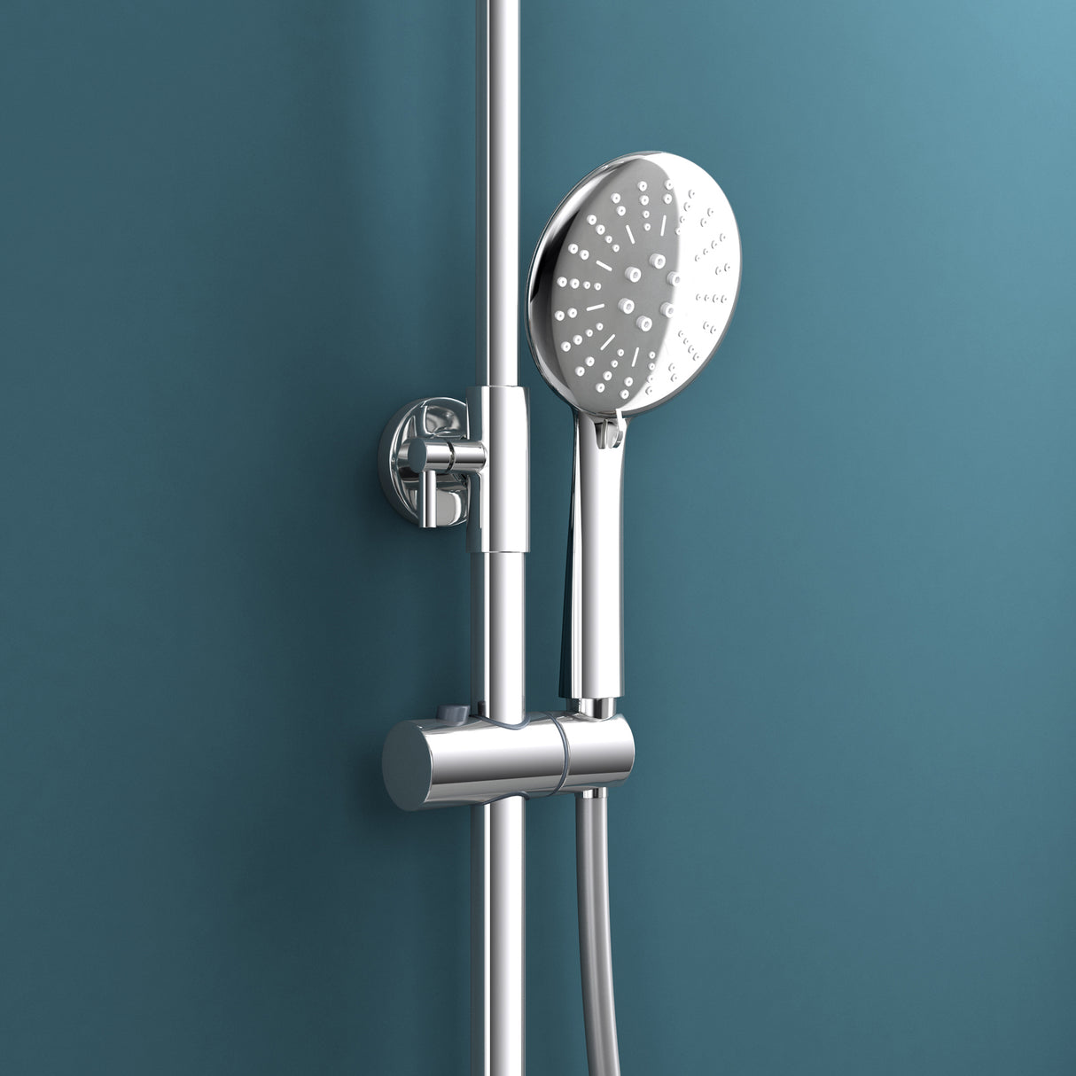 Système de douche Glasvilla avec douchette et pommeau de douche, douche de pluie, kit de fixation murale