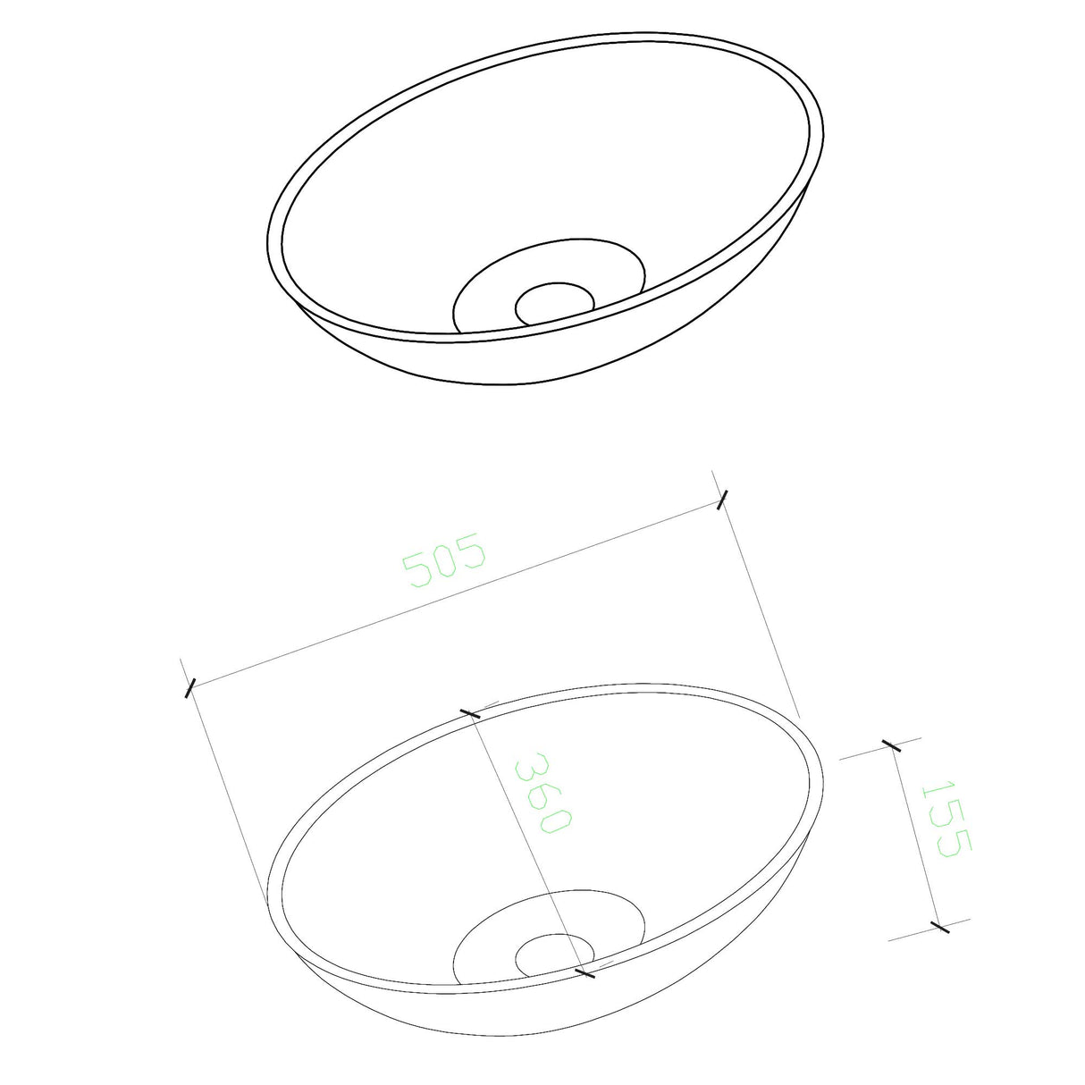 glasvilla Lavabo da Appoggio in Vetro Lavandino Bagno da Appoggio in Vetro Ovale