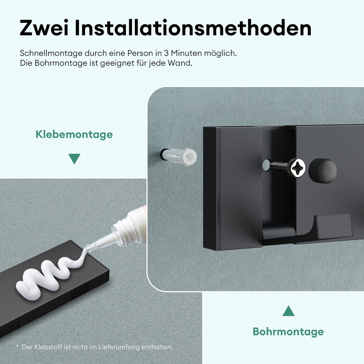 Patères murales Glasvilla sans perçage, porte-manteau mural, crochets muraux en acier inoxydable, barre porte-manteau, crochets Stalo-04+05