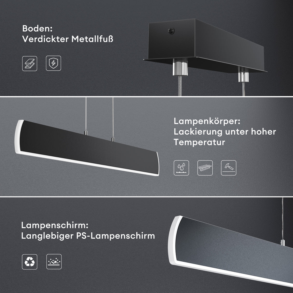 glasvilla Pendelleuchte 100cm LED Hängelampe Dimmbar mit Fernbedienung 3000K/4000K/6000K Verstellbares Kabel 20W Hängeleuchte für Esszimmer Wohnzimmer Schlafzimmer