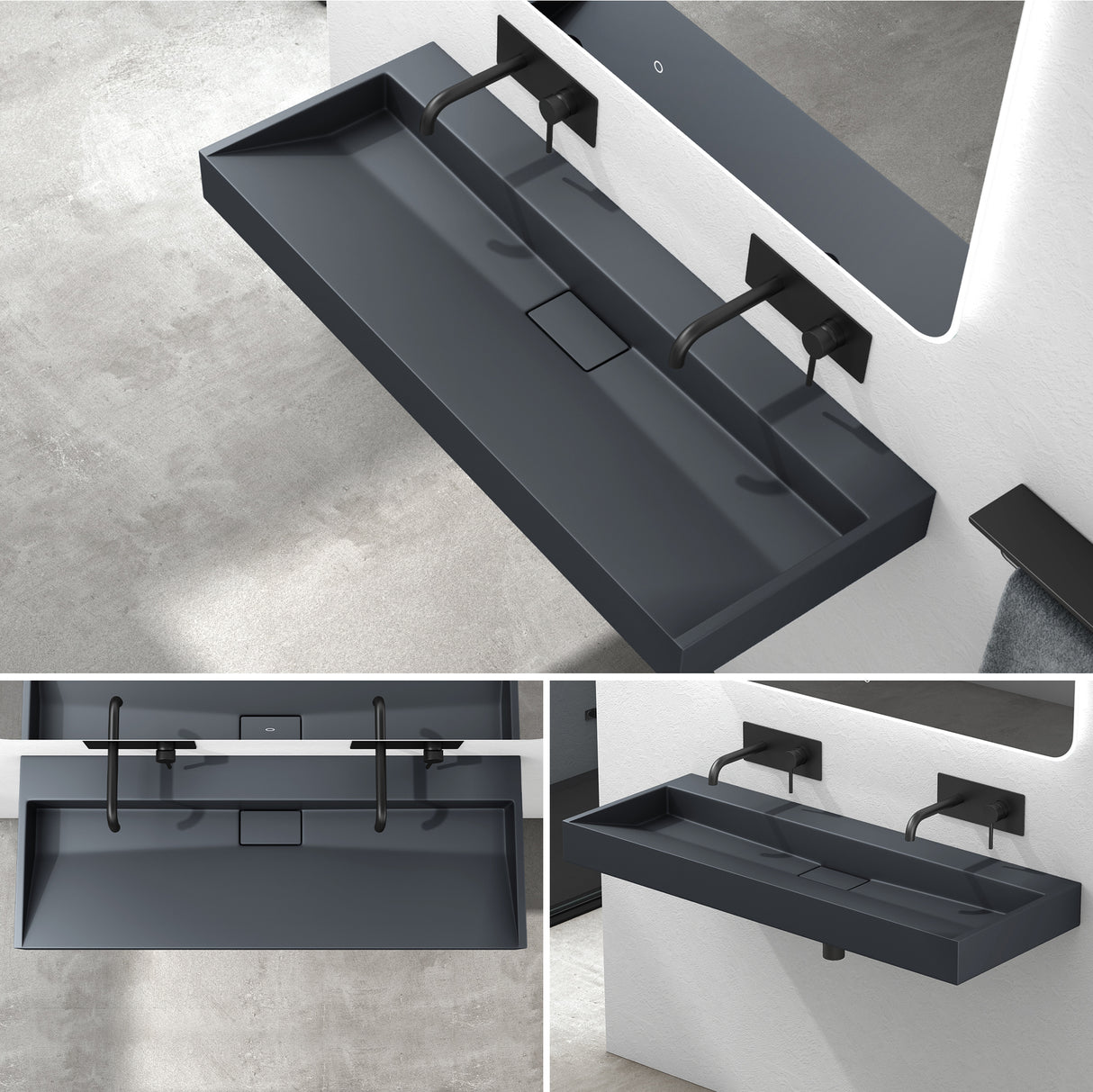 Lavabo Glasvilla Col19 Mineralguss moderno con válvula incluida