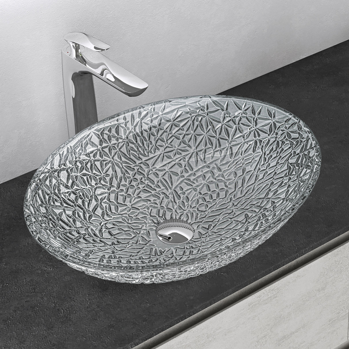 glasvilla Waschbecken Glas Aufsatzwaschbecken Glaswaschbecken Handwaschbecken Waschschale Oval Minerva08