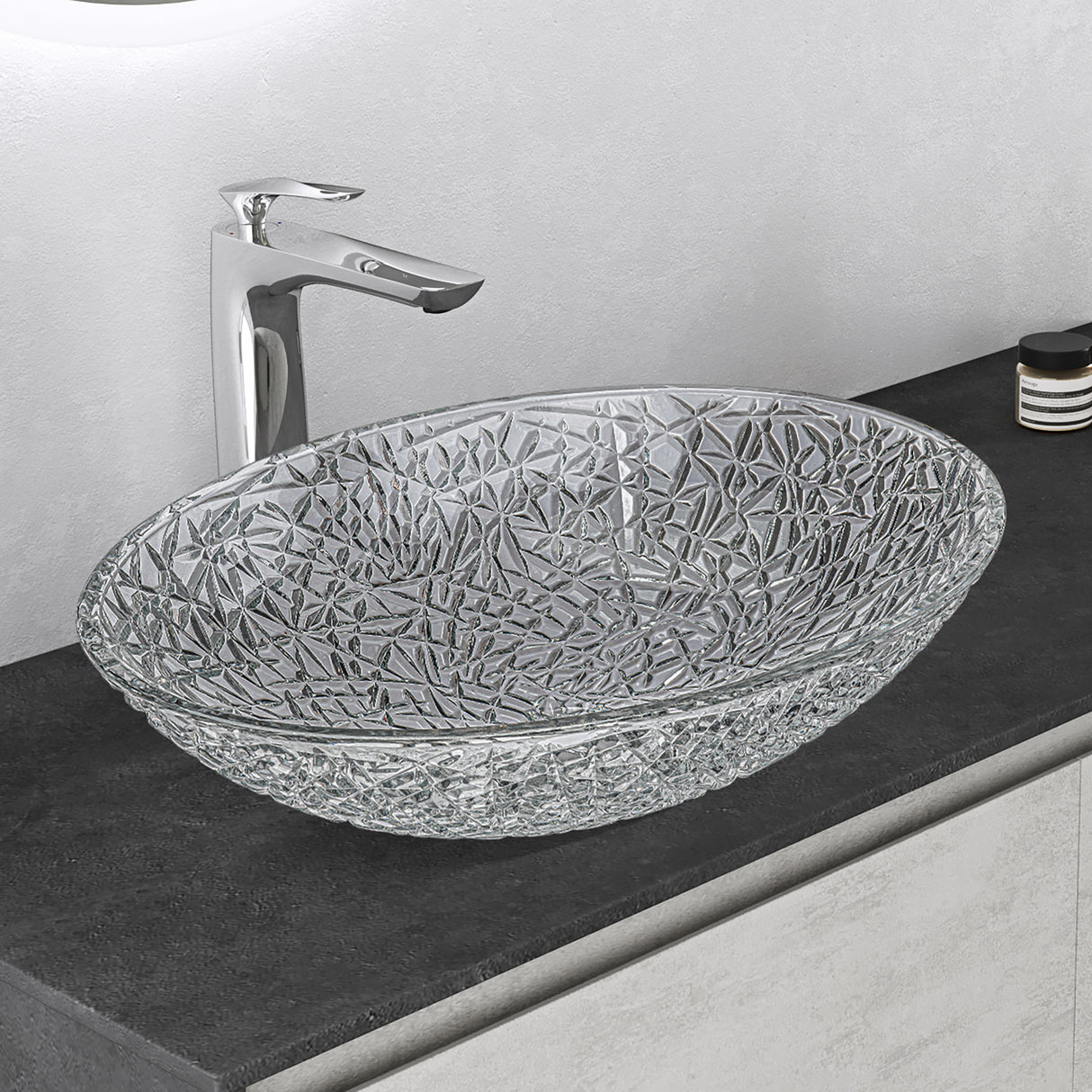 glasvilla Waschbecken Glas Aufsatzwaschbecken Glaswaschbecken Handwaschbecken Waschschale Oval Minerva08
