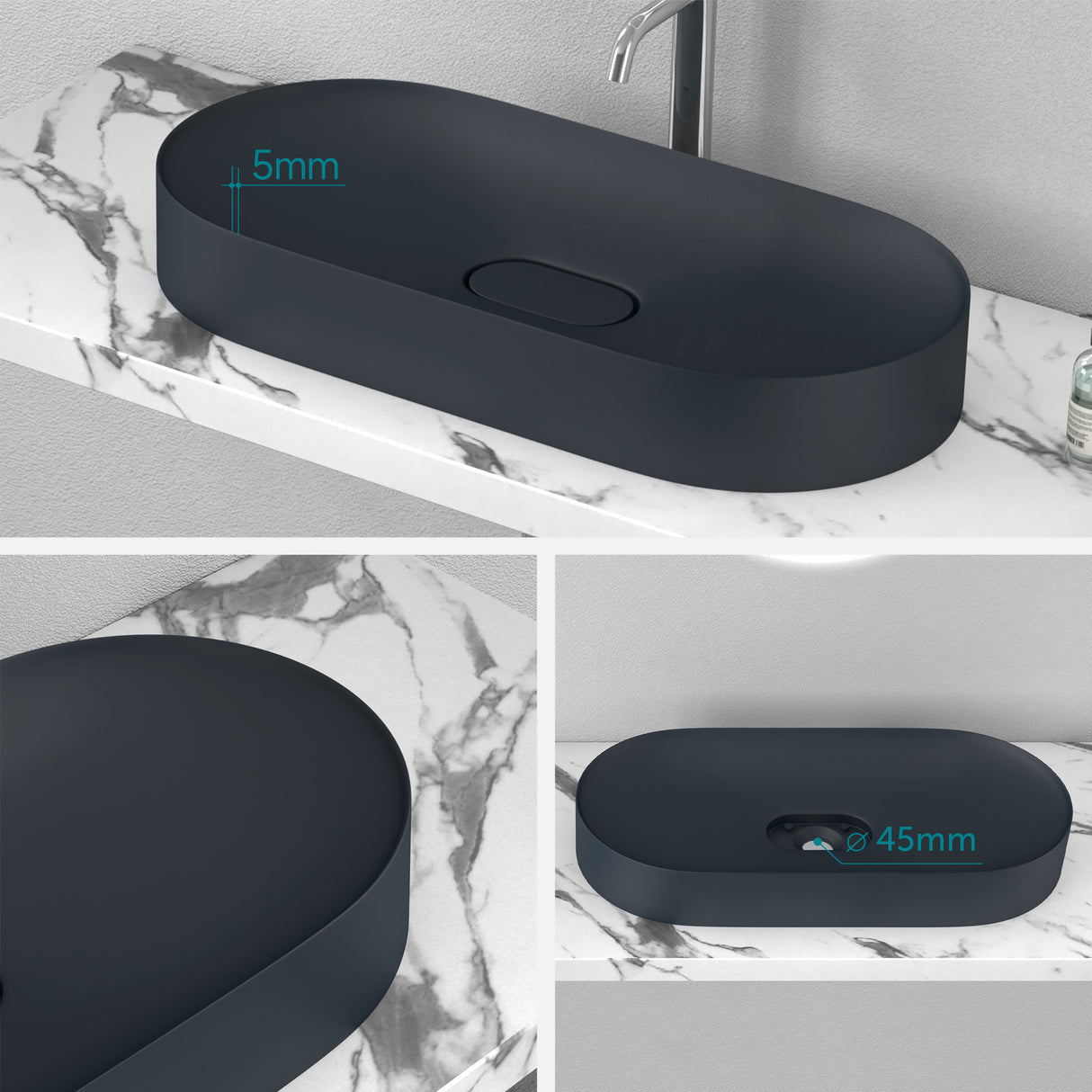 glasvilla lavabo sobre encimera cuenco de mineral compuesto incl. sellado nano Col826