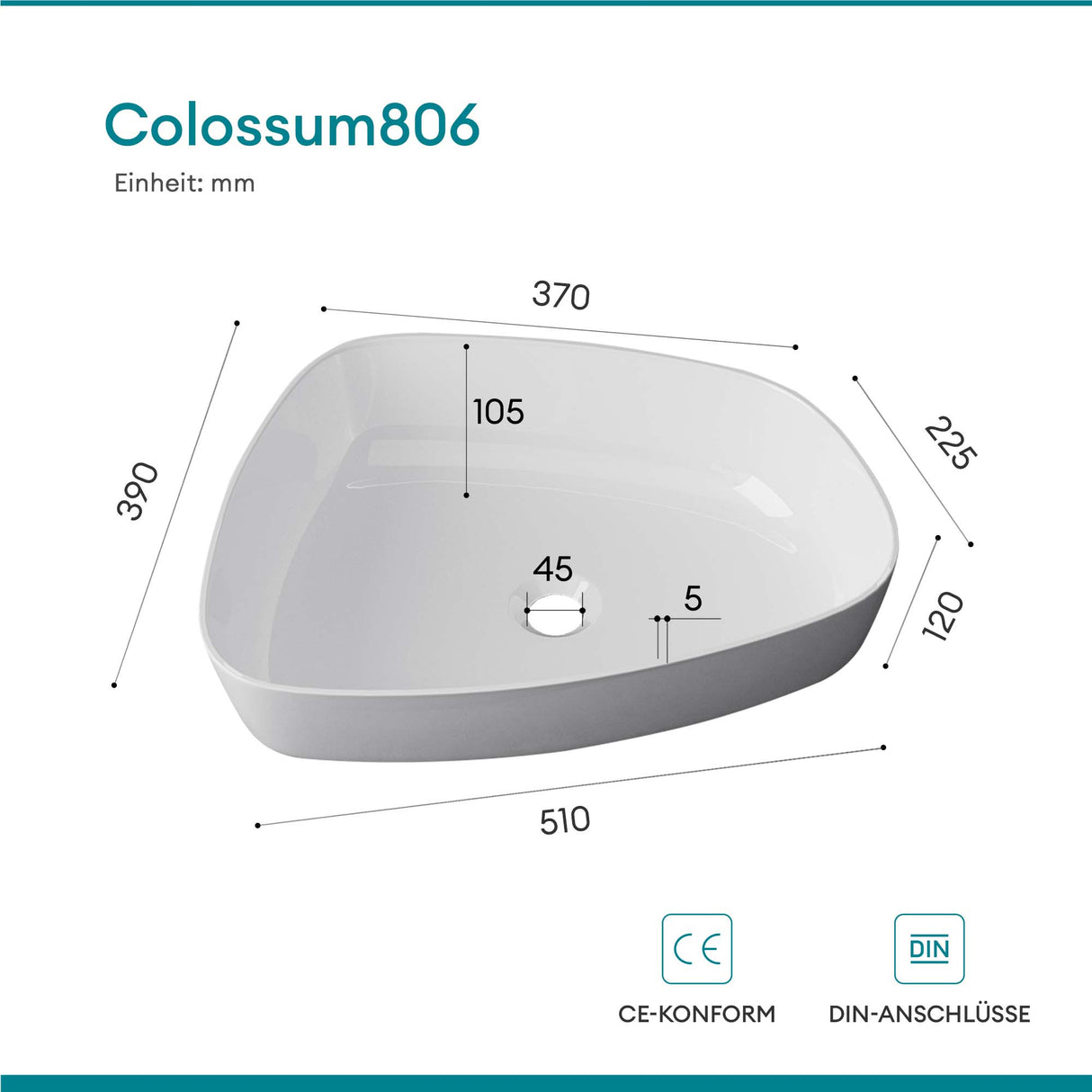 glasvilla Waschbecken mineralguss Aufsatzwaschbecken Waschtisch Waschplatz Waschschale Col826