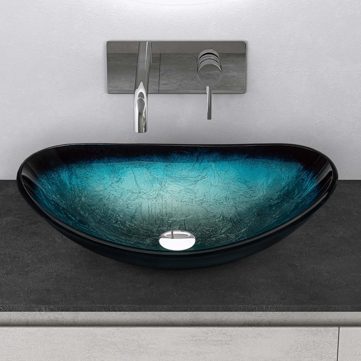 glasvilla Waschbecken Glas Aufsatzwaschbecken Glaswaschbecken Handwaschbecken Waschschale Oval Minerva08