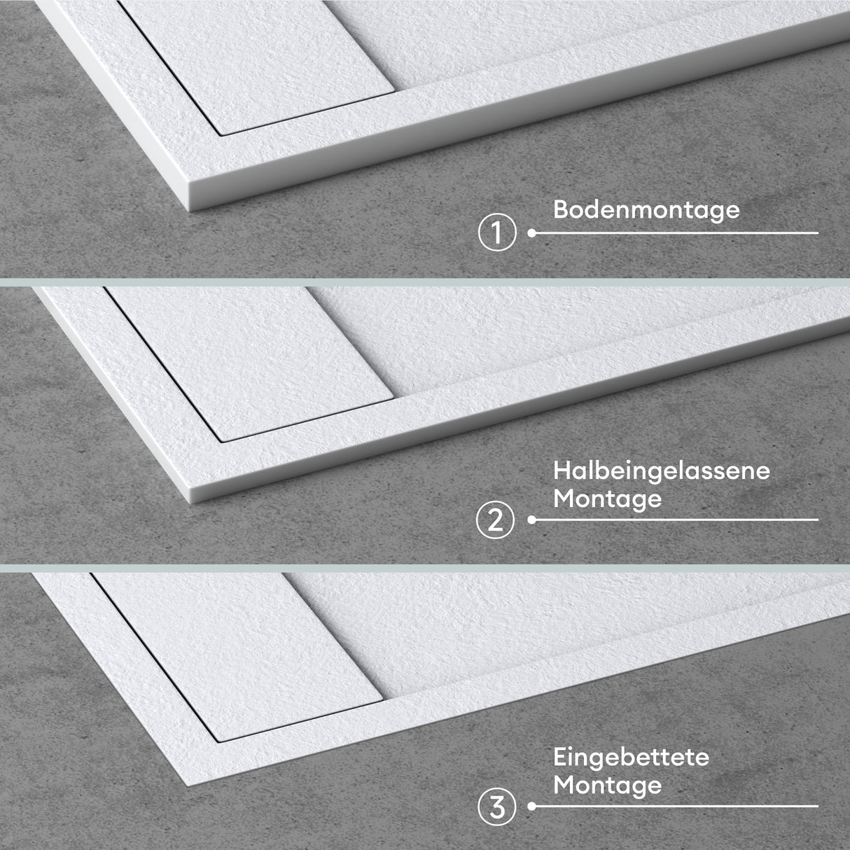Receveur de douche Glasvilla en matériau minéral moulé, raccords DIN Geoma10