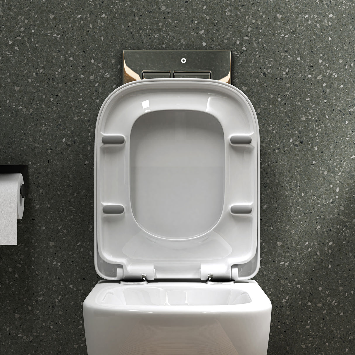 Glasvilla Design – Inodoro suspendido sin reborde en cerámica blanca con asiento Soft-Close