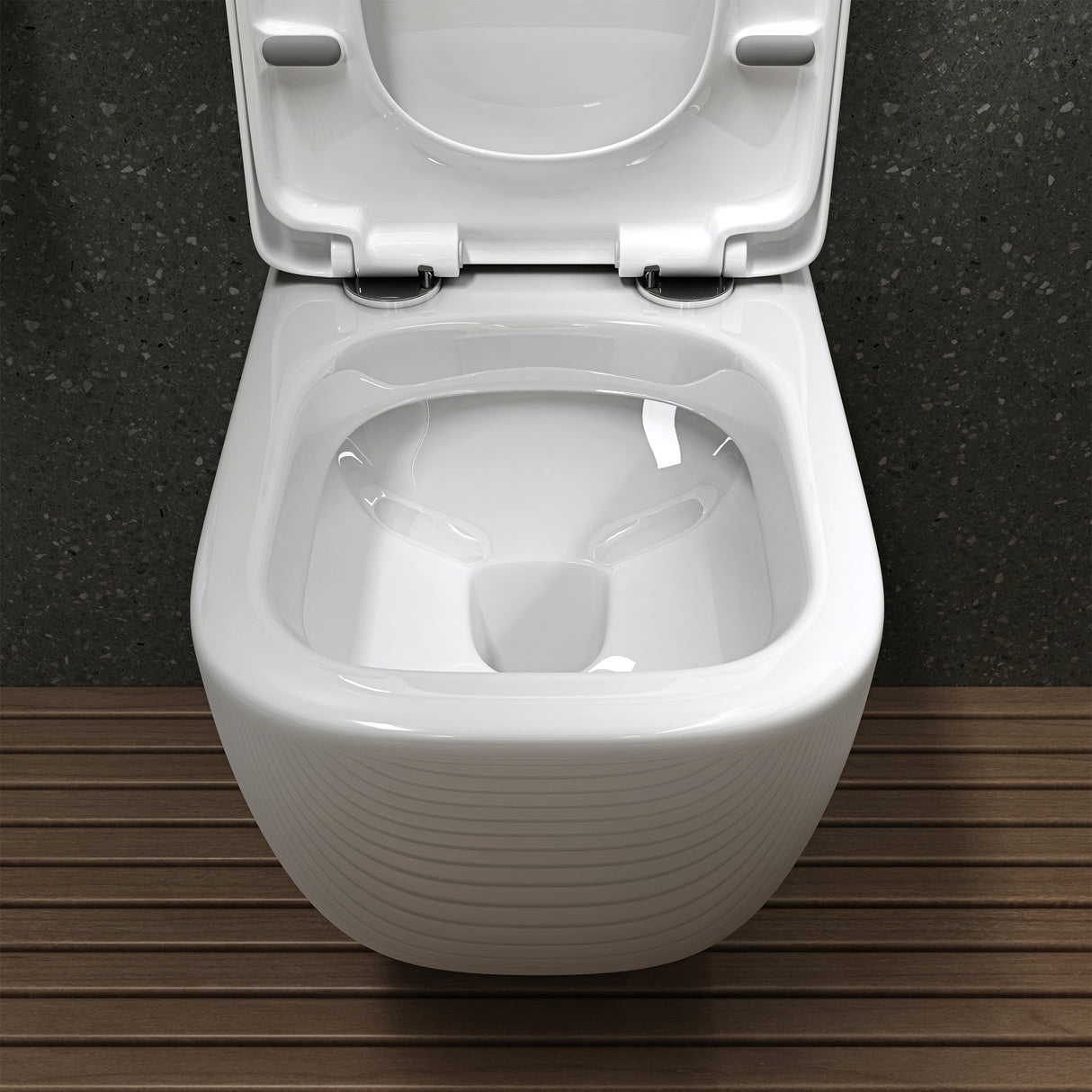 Glasvilla Design – Inodoro suspendido sin reborde en cerámica blanca con asiento Soft-Close